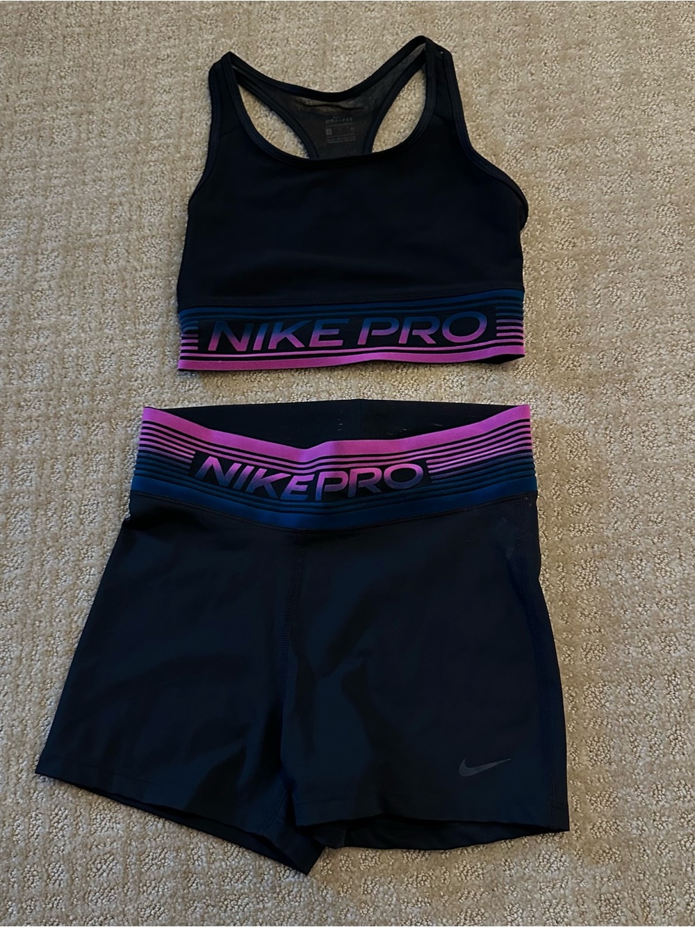 Nike Black Racerback Sports Bra with Pink Accent